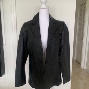 Pre-Owned Vintage MetroStyle Black Genuine Leather Lined Jacket Size 8
